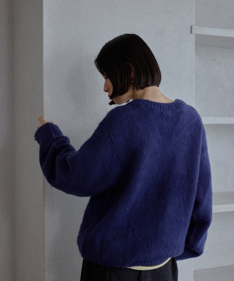 V neck mohair blend mixed color knit/4color | F