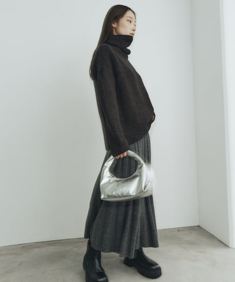 【FINE】wool wide rib knit skirt/2color