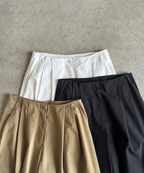 tucked wide cotton pants / 2size / 3color
