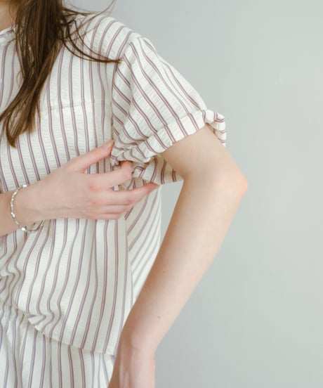 【setup対応】soft stripe short sleeve shirt / soft stripe easy pants /2color