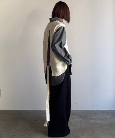 back open knit vest/2color