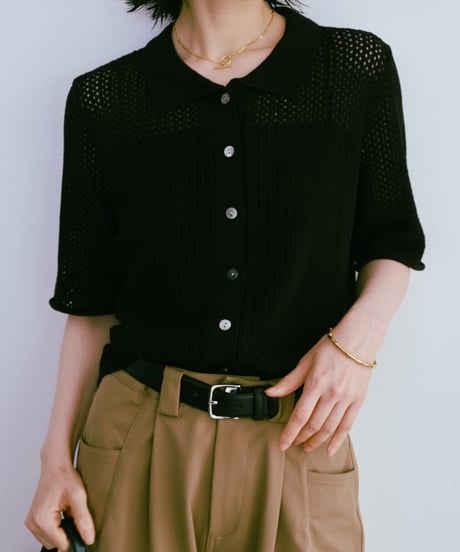 mesh polo knit shirts/2color