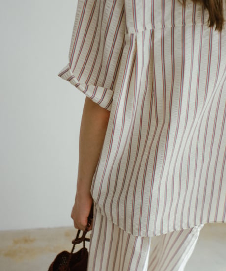 【setup対応】soft stripe short sleeve shirt / soft stripe easy pants /2color