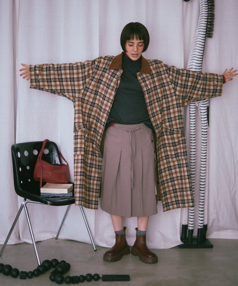 Pre Order】check soutien collar coat | F A S H
