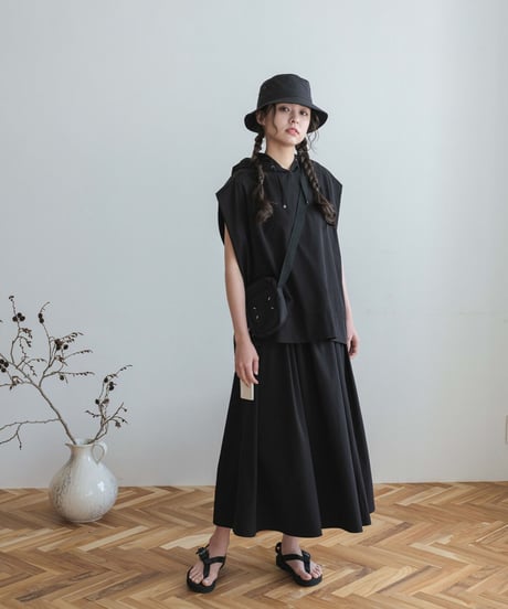 【setup対応】　no sleeve hoodie / tuck flare skirt （UV/feeling cold/waterproof）