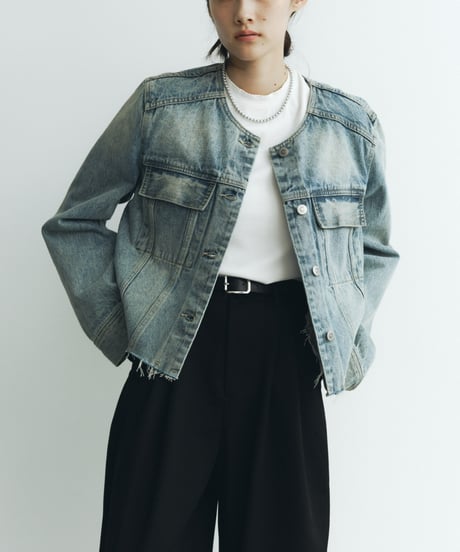 【FINE】frayed edge denim jaket/2color