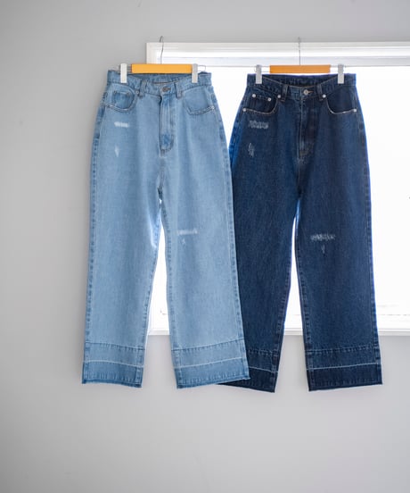 damaged loose straight denim