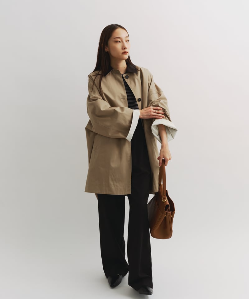 FINE】leather collar balmacaan coat | F A S H I