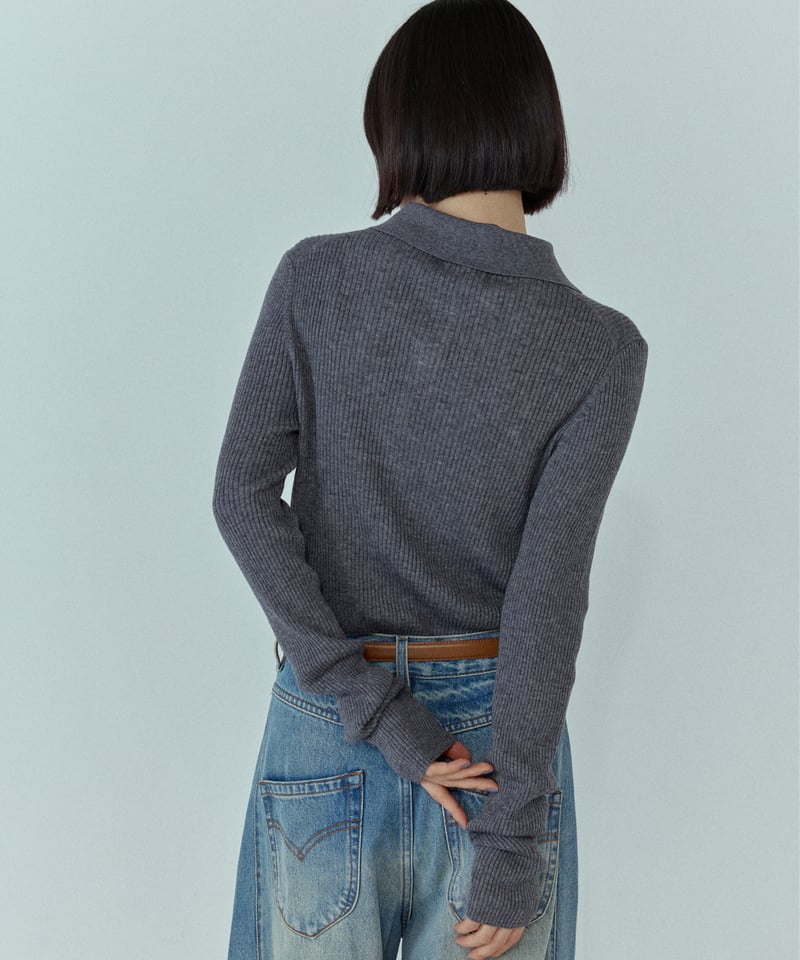 FASHIRU wool blend polo knit sweater 黒 wool blend polo knit sweater/3color | F A S H I