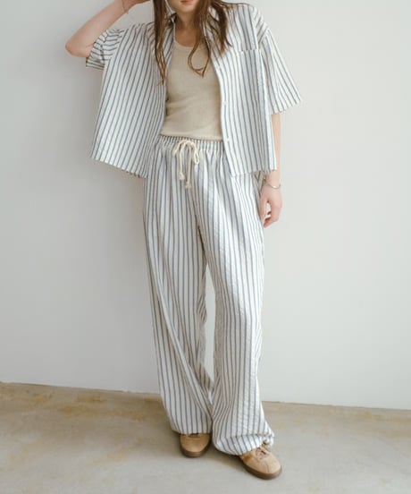【setup対応】soft stripe short sleeve shirt / soft stripe easy pants /2color