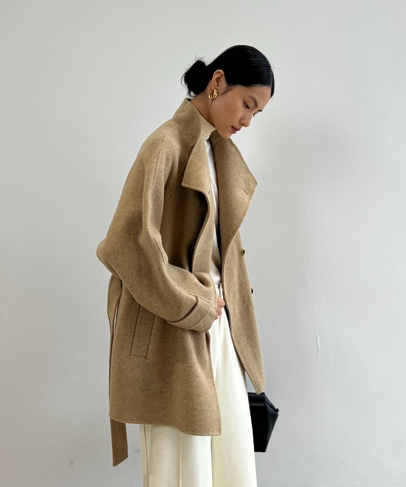 FINE】wool minimal stand collar coat/2color | F