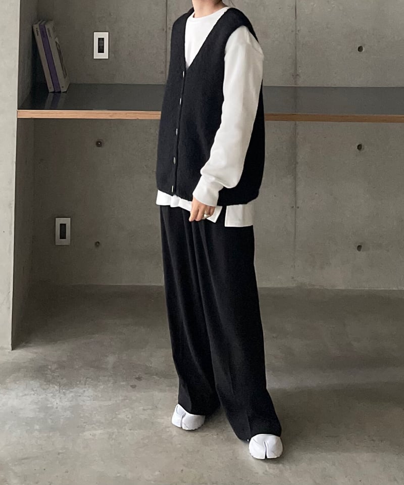 h.naoto frill ブラック ダブルボタン ベスト ボタン留めダブル