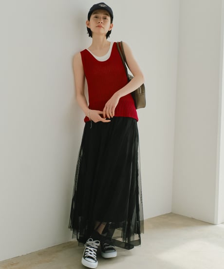 airy line tulle skirt/2color
