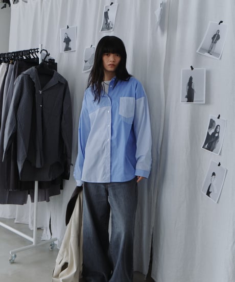 patchwork check oversized shirt