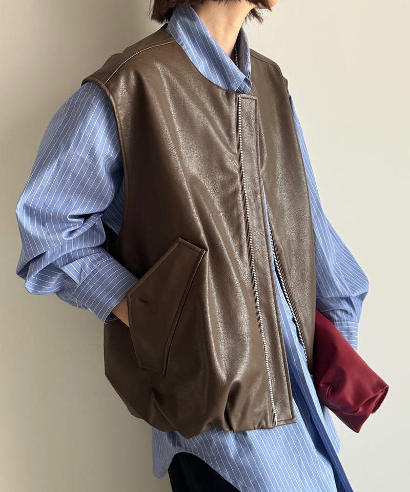 synthetic leather vest/2colors | F A S H I R U synthetic leather vest/2colors | F A S H I R U