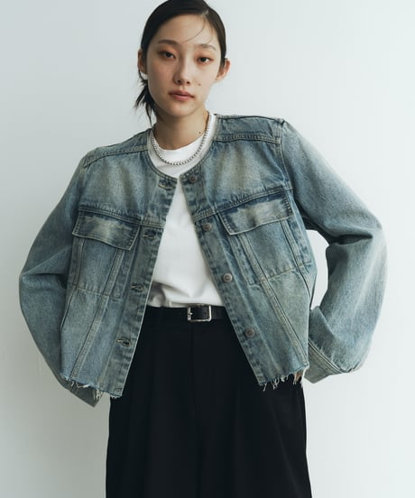 【FINE】frayed edge denim jaket/2color
