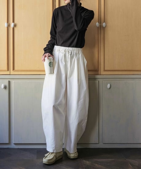 smooth cotton loose tapered pants/3color