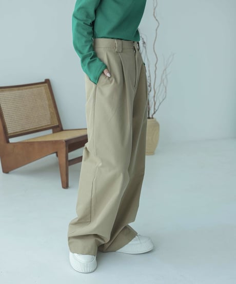 tuck wide chino pants/2color/2size