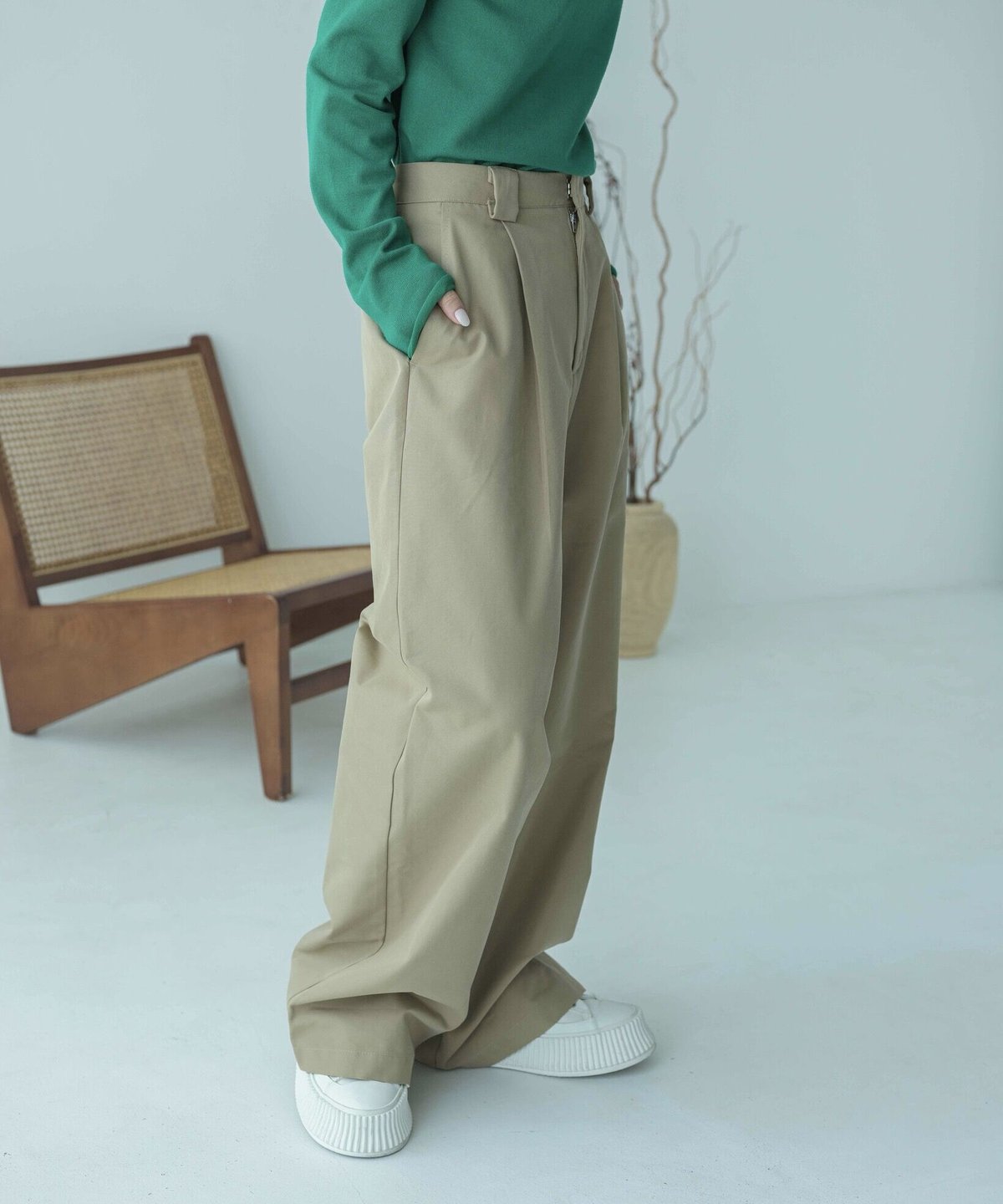 tuck wide chino pants/2colors/2size | F A S H I
