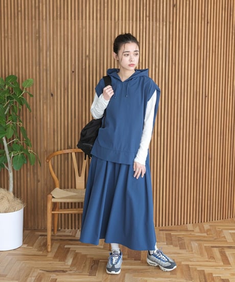 【setup対応】　no sleeve hoodie / tuck flare skirt （UV/feeling cold/waterproof）