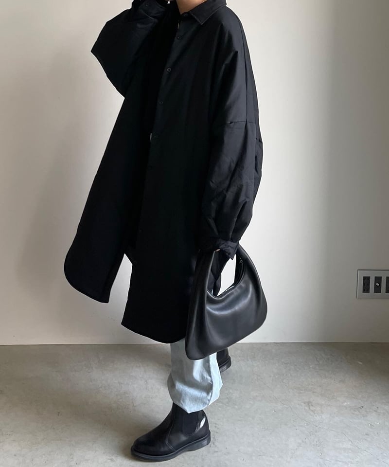 fashiru オーバーサイズ ブラック ロングコート シャツボリュームコート FASHIRU シャツデザイン ボリューム コート - メルカリ