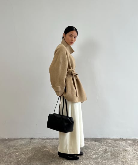 【FINE】wool minimal stand collar coat/2color