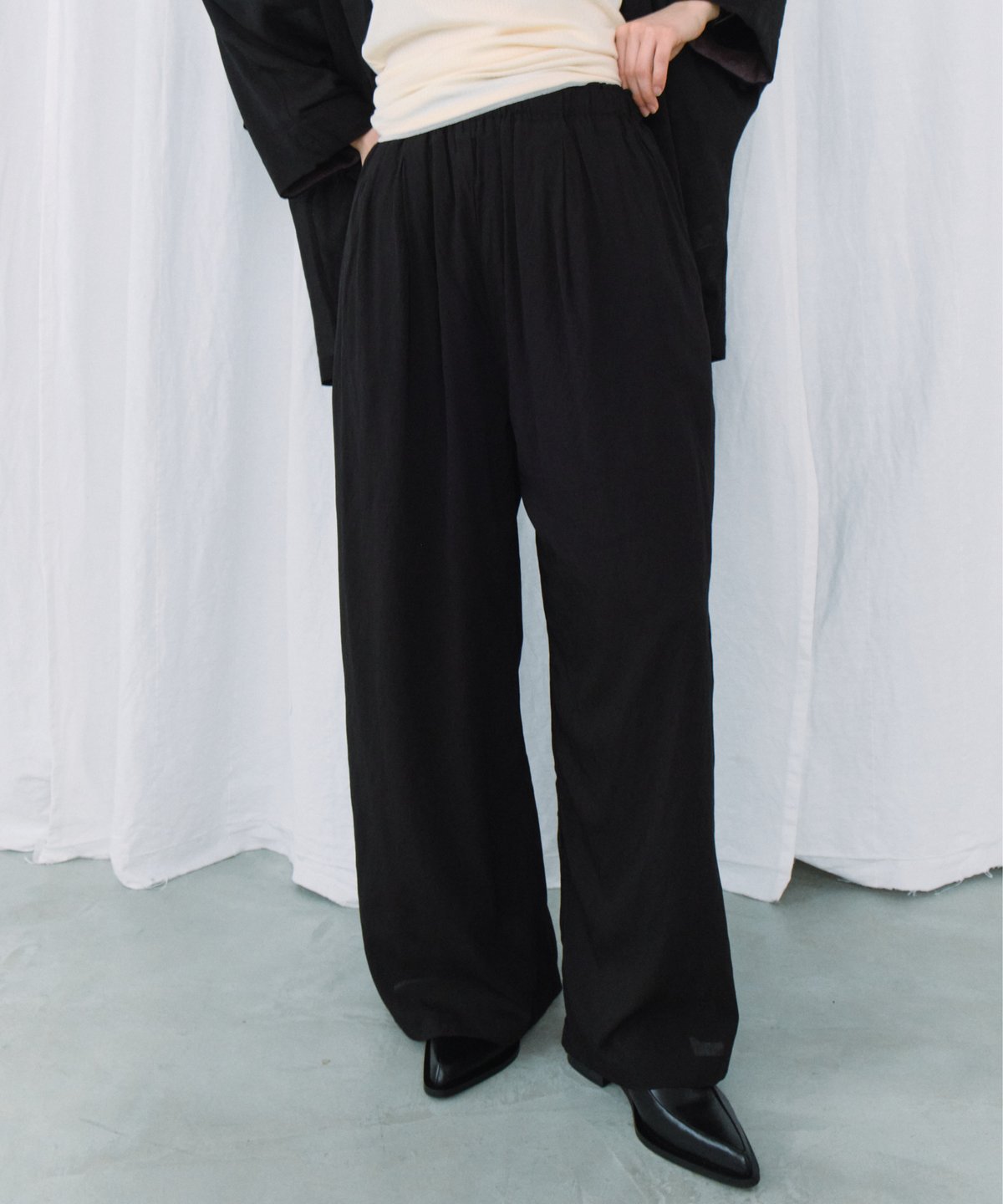 sheer wide tucked pants / 3color | F A S H I R U