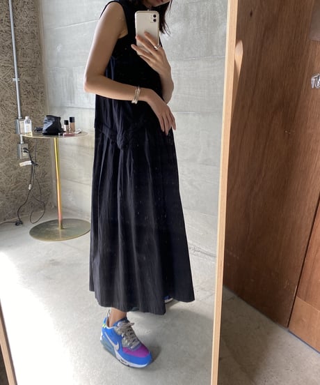 back pleats flare long OP/2color