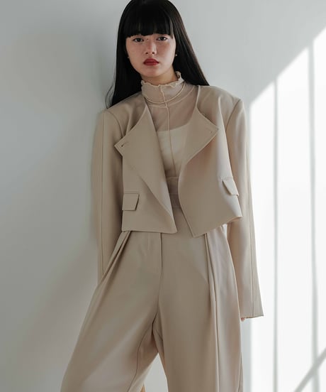 collarless jacket set up/3color/2size