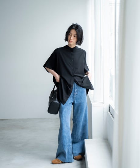 cut off wide denim pants/2size