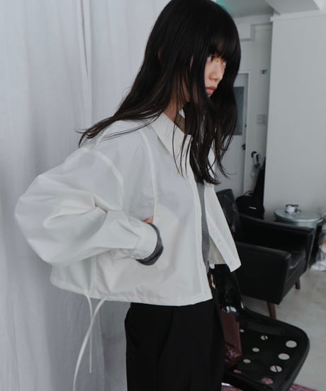 drawstring hem loose shirt / 2color