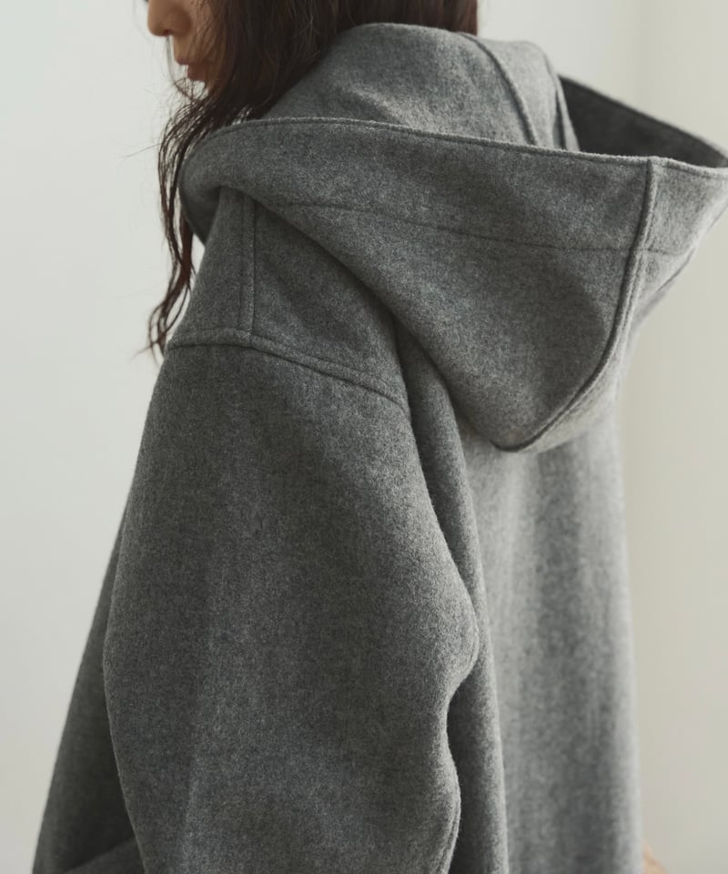 wool melton hoodie long coat/2color | F A S H I
