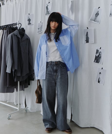 patchwork check oversized shirt