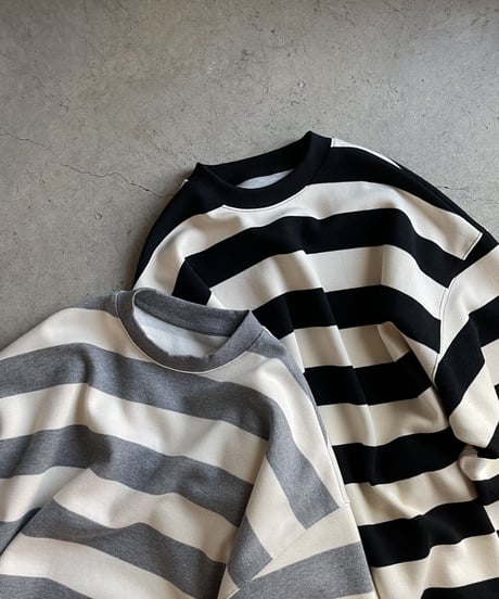 wide border pullover/2color