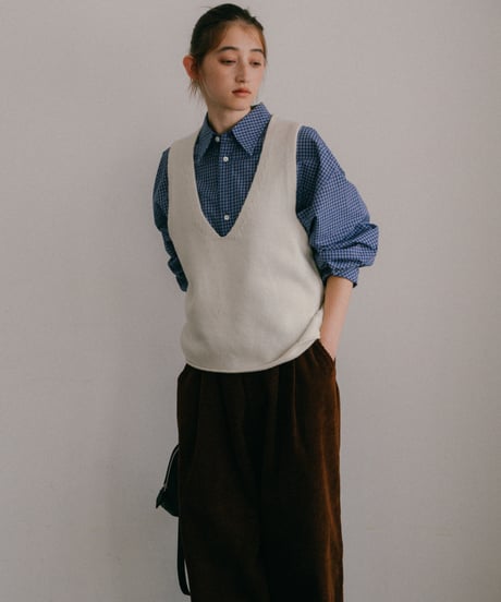 relaxed wool knit vest/3color