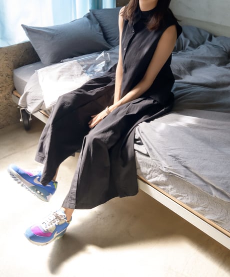 back pleats flare long OP/2color