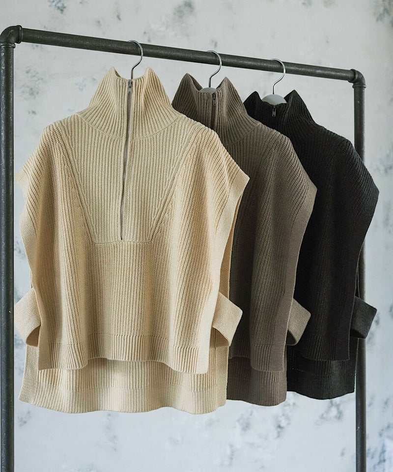 half zip knit vest/3color | F A S H I R U