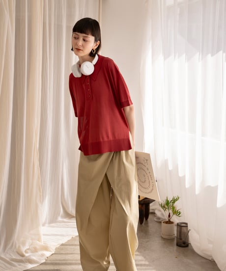 sheer polo knit shirt (short sleeve)