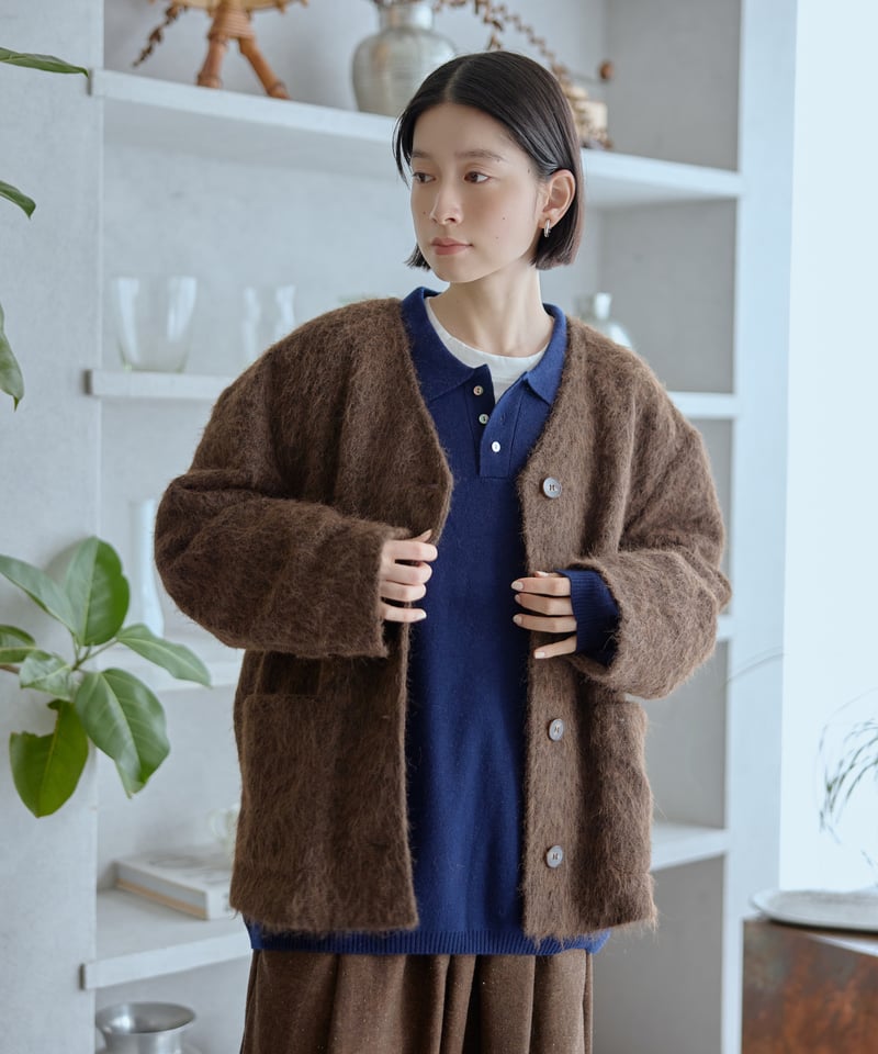shaggy V-neck cardigan/3color | F A S H I R U