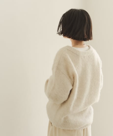 V neck mohair blend mixed color knit/4color