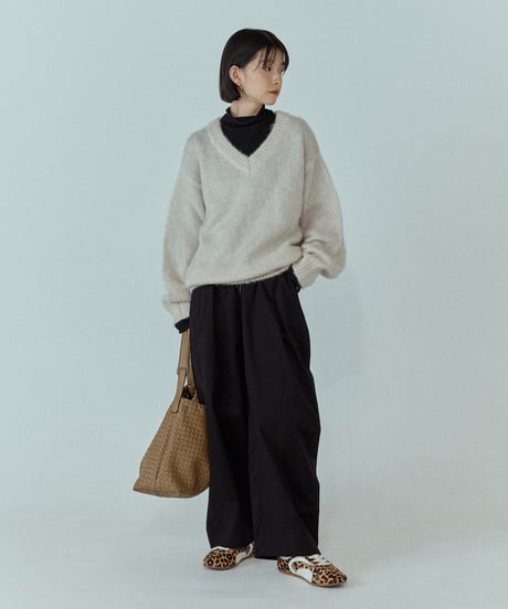 smooth cotton loose tapered pants/3color