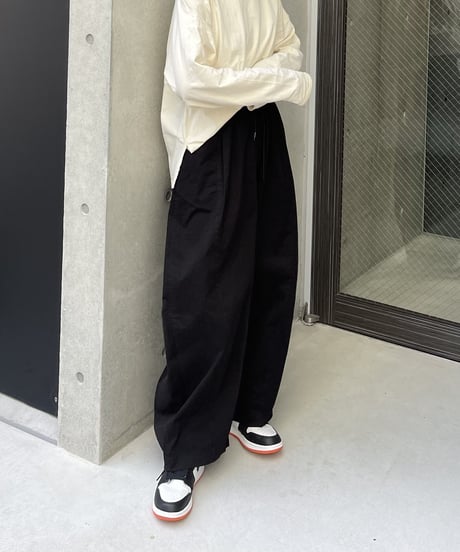 smooth cotton loose tapered pants/3color