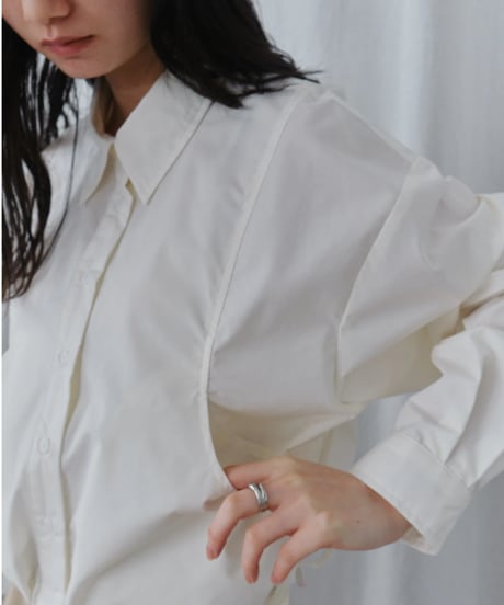 drawstring hem loose shirt / 2color