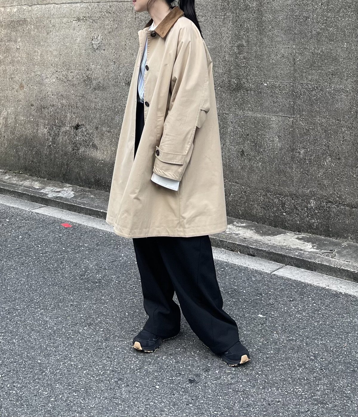 FASHIRU コーデュロイカラーステンカラーコート