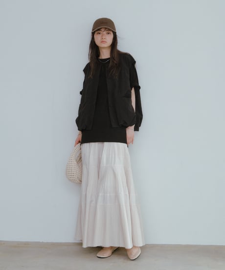 taffeta pleated skirt/2color