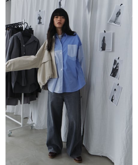 patchwork check oversized shirt