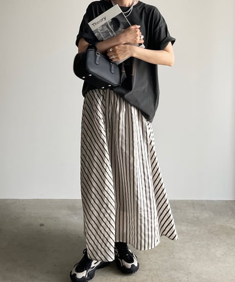 stripe flare skirt