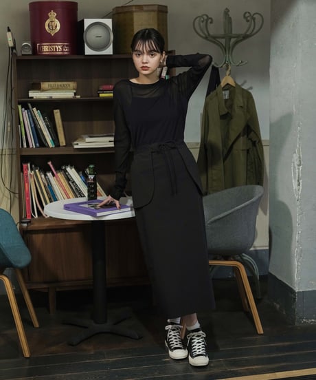 out pocket long skirt/2color
