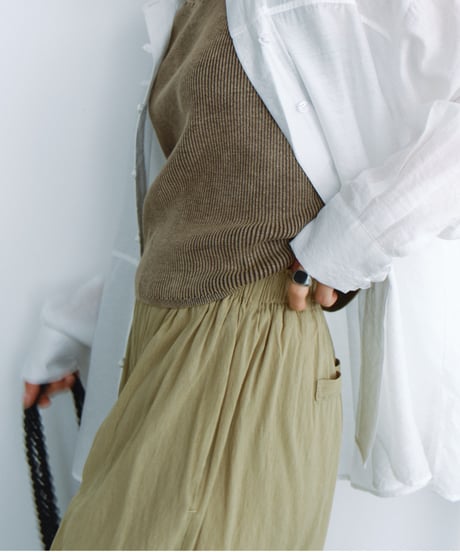 sheer wide tucked pants / 3color