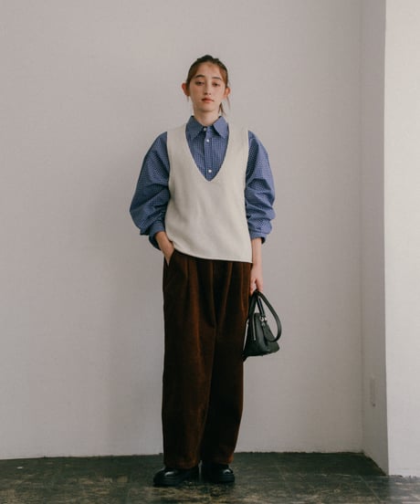 relaxed wool knit vest/3color